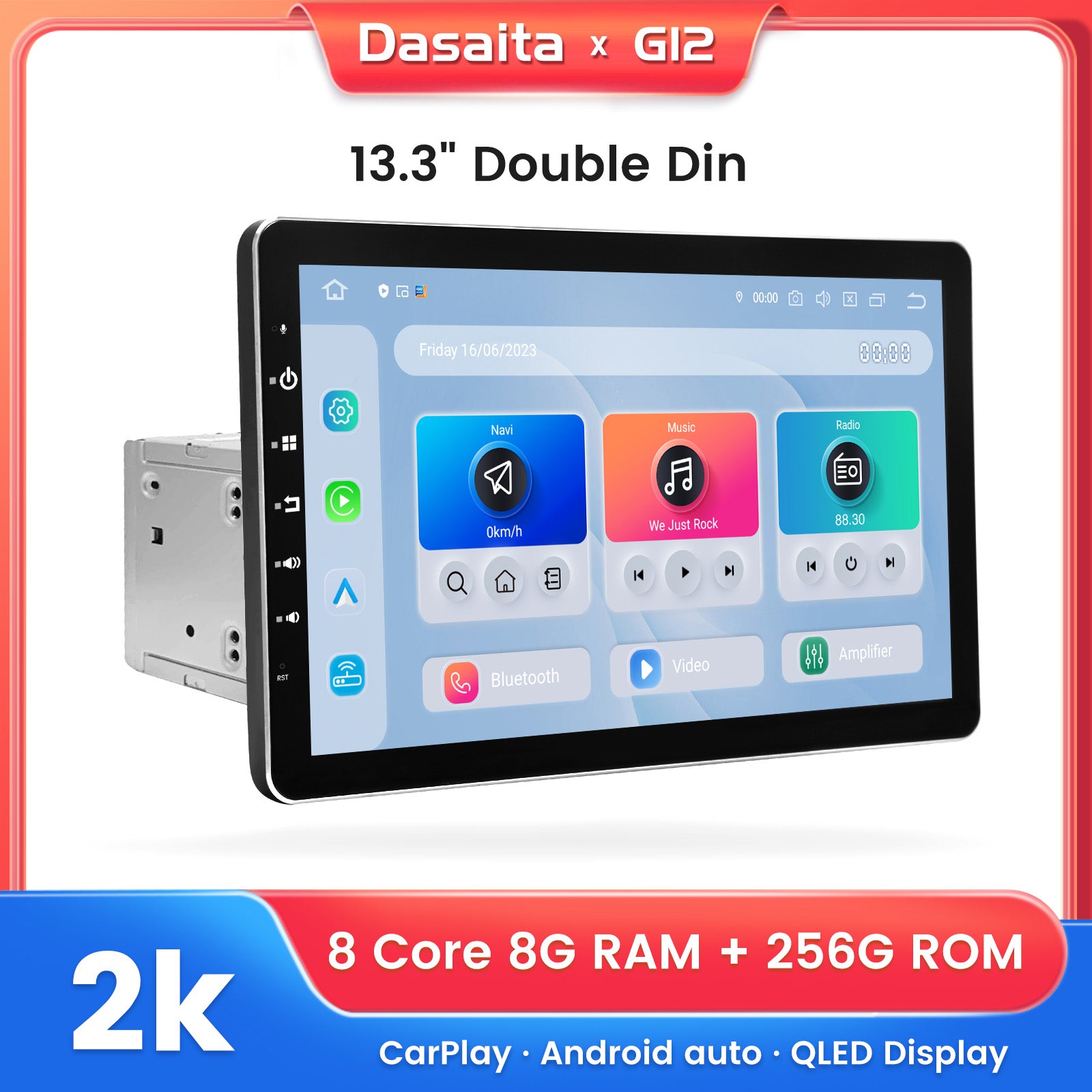 Dasaita Android12 Car Stereo for Universal 2 Din 13.3