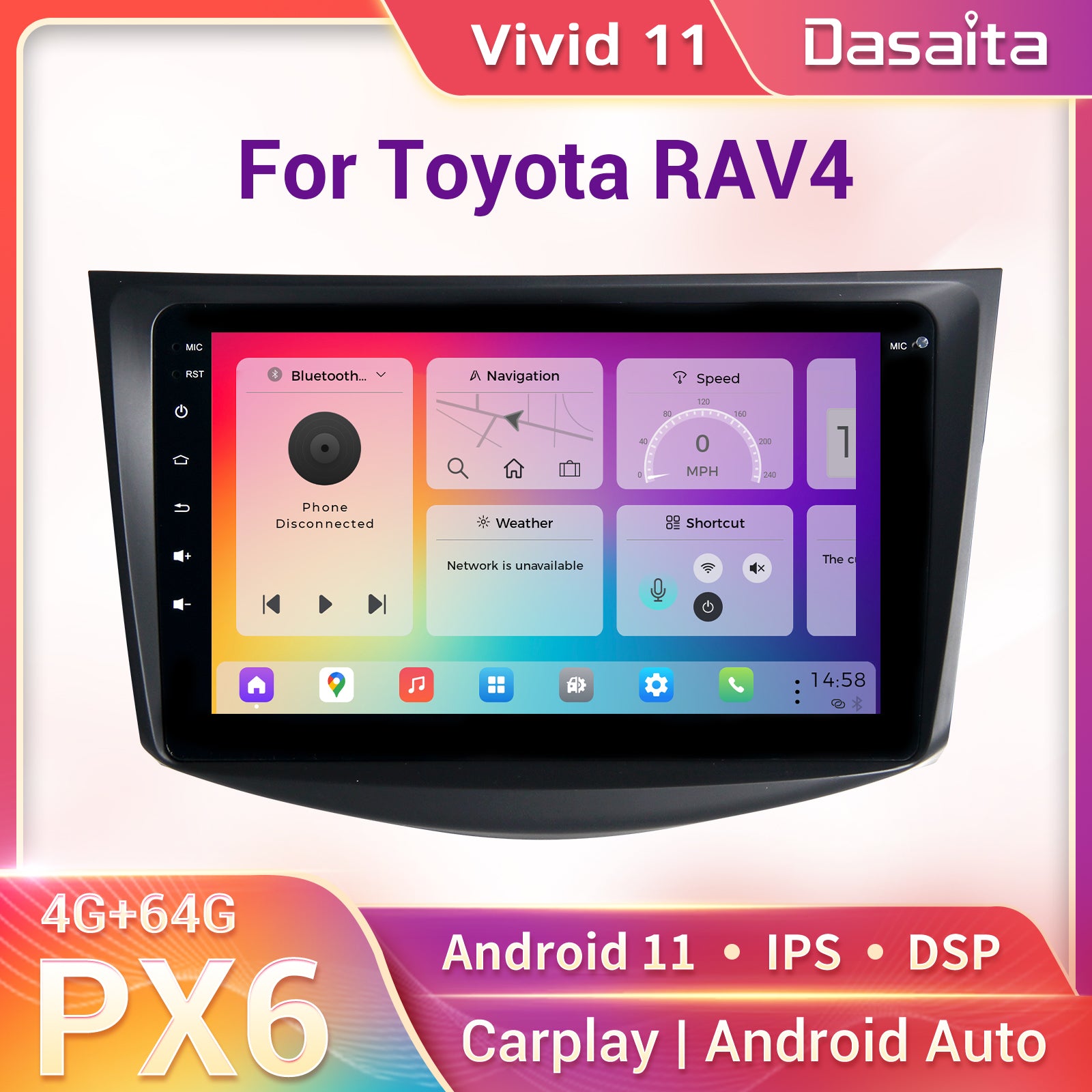 Dasaita Vivid11 Toyota RAV4 2007 2008 2009 2010 2011 Car Stereo 9 Inch