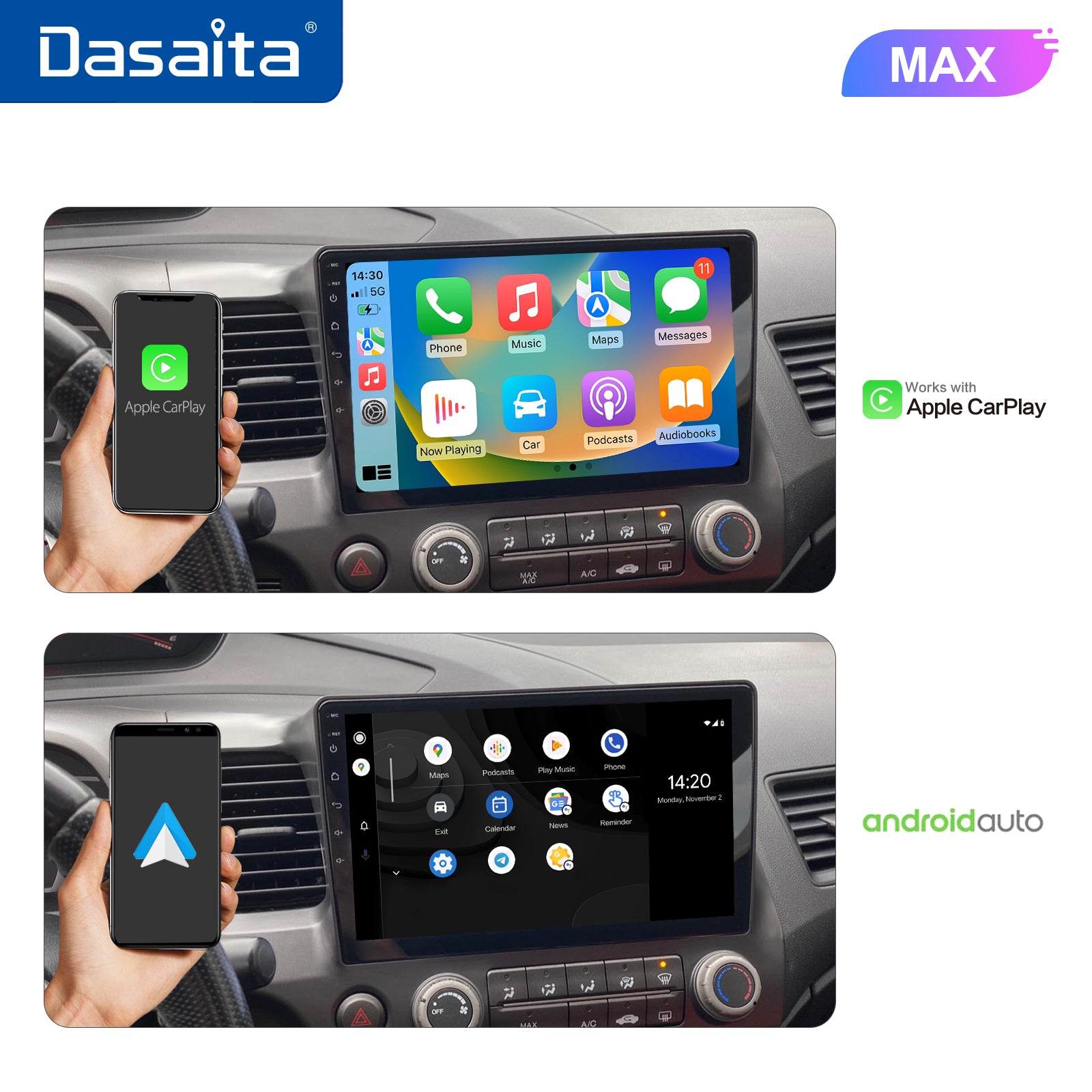 Dasaita MAX11 Honda Civic 2007 2008 2009 2010 2011 LHD Car Stereo 10.2