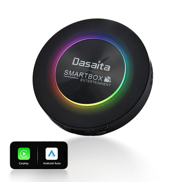 Dasaita Android 13 Carplay & Android Auto AI Box/Adapter, Voice Control/Real-time GPS/Online Music, Plug-and-Play, 8G+128G Qualcomm 660 CPU, Support HDMI Output, 4G Cellular, OEM Wired Carplay Port