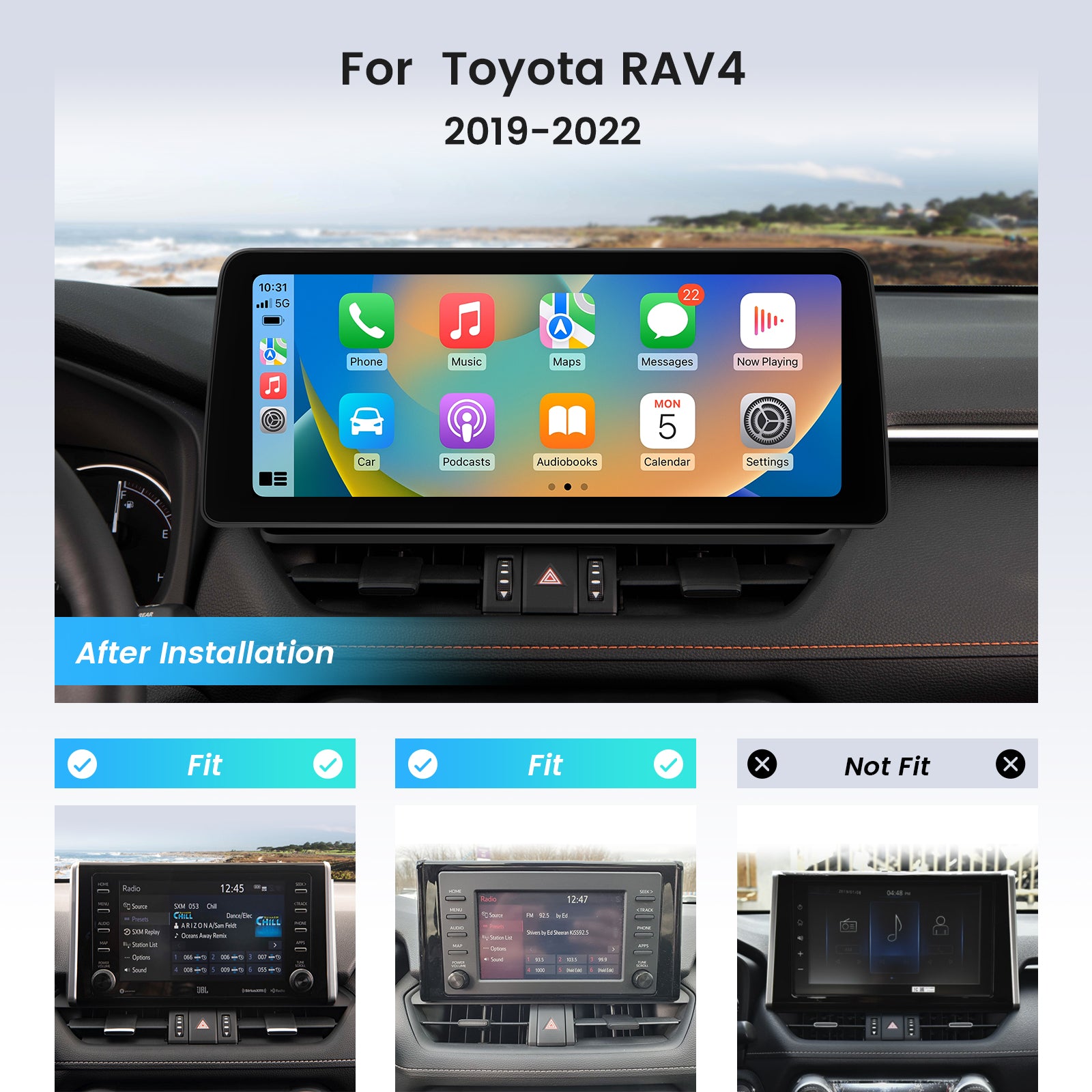 Dasaita Android12 Car Stereo for Toyota RAV4 2019 2020 2021 2022 Wireless  Carplay & Android Auto Car Radio | Qualcomm 665 | 12.3