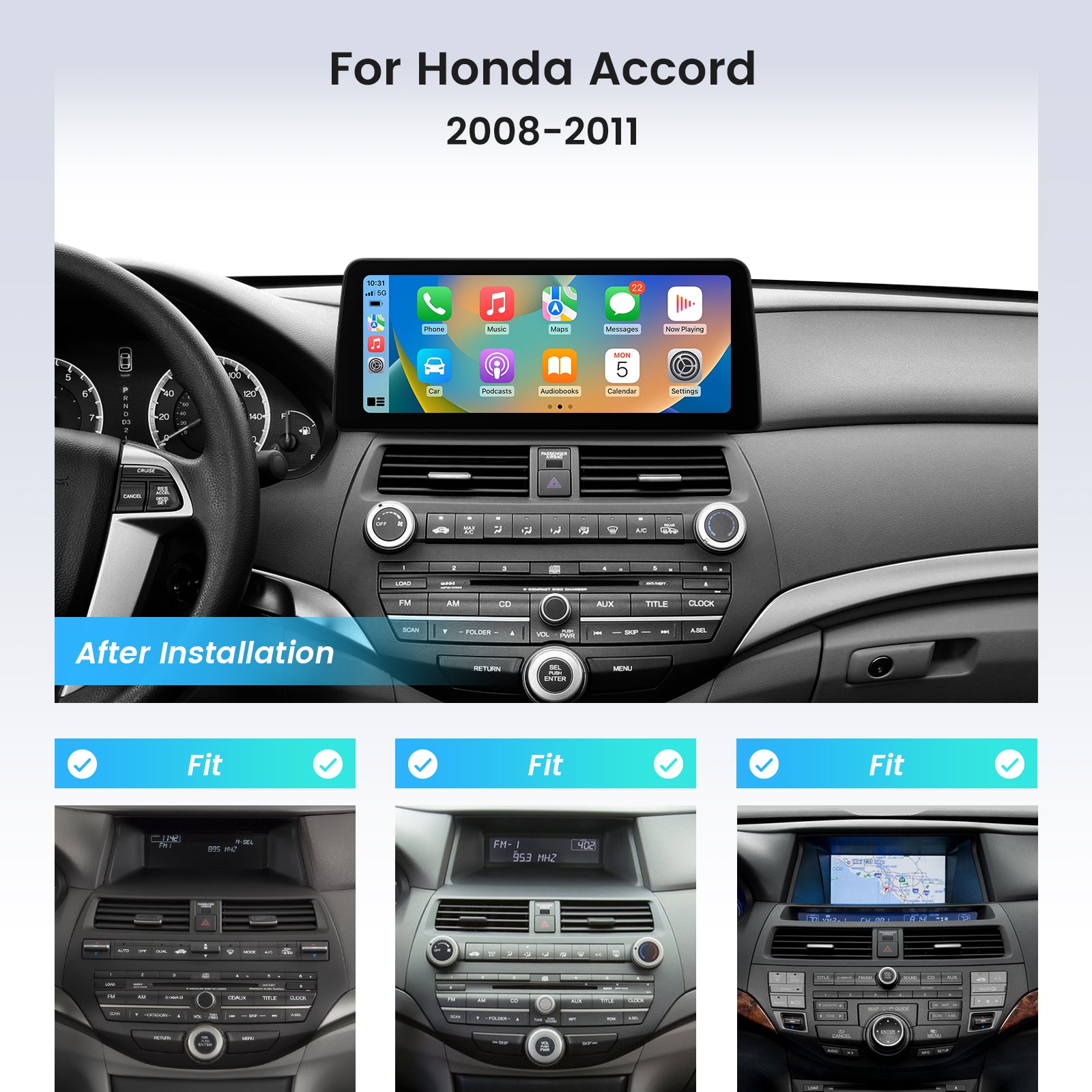 Dasaita Android12 Car Stereo for Honda Accord 8th 2008-2011 Wireless  Carplay & Android Auto Car Radio | Qualcomm 665 | 12.3