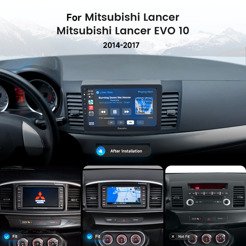 Dasaita Android13 Car Stereo for Mitsubishi Lancer/EVO 10 2008-2017 Wireless Carplay & Android Auto Car Radio| Qualcomm 665 | 10.2" QLED Screen | Wifi+4G LTE |6G+64G|DTS|GPS Navigation Head Unit| Optical Output