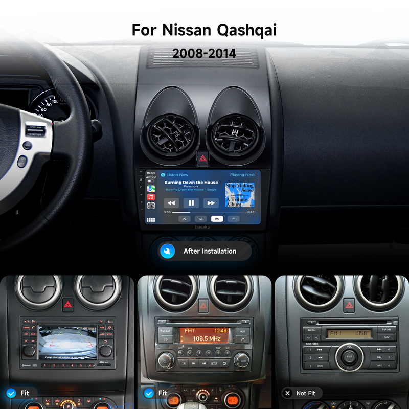 Dasaita Android13 Car Stereo for Nissan Qashqai 2008-2014 Wireless Carplay & Android Auto Car Radio| Qualcomm 665 | 9" QLED Screen | Wifi+4G LTE |6G+64G|DTS|GPS Navigation Head Unit| Optical Output