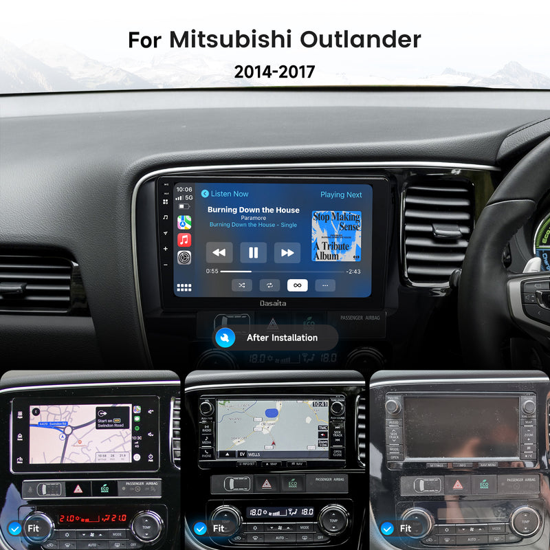 Dasaita Android 13 Car Stereo for Mitsubishi Outlander 2014 2015 2016 2017 Wireless Carplay & Android Auto Car Radio | Qualcomm 665 | 9" QLED Screen | Wifi+4G LTE | 6G+64G/8G+256G | DTS Head Unit | Optical Output