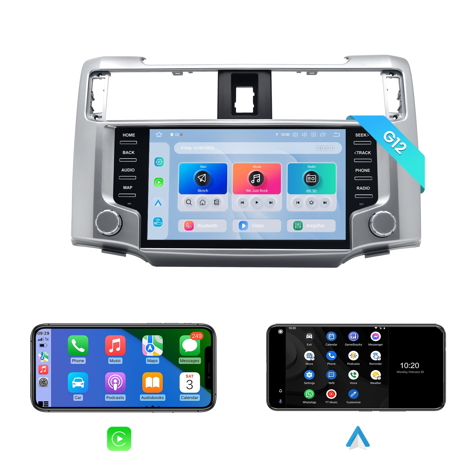 Dasaita Android 12 Car Stereo for Toyota 4Runner 2010-2023 Silver Wireless  Carplay & Android Auto Car Radio | Qualcomm 665 | 9