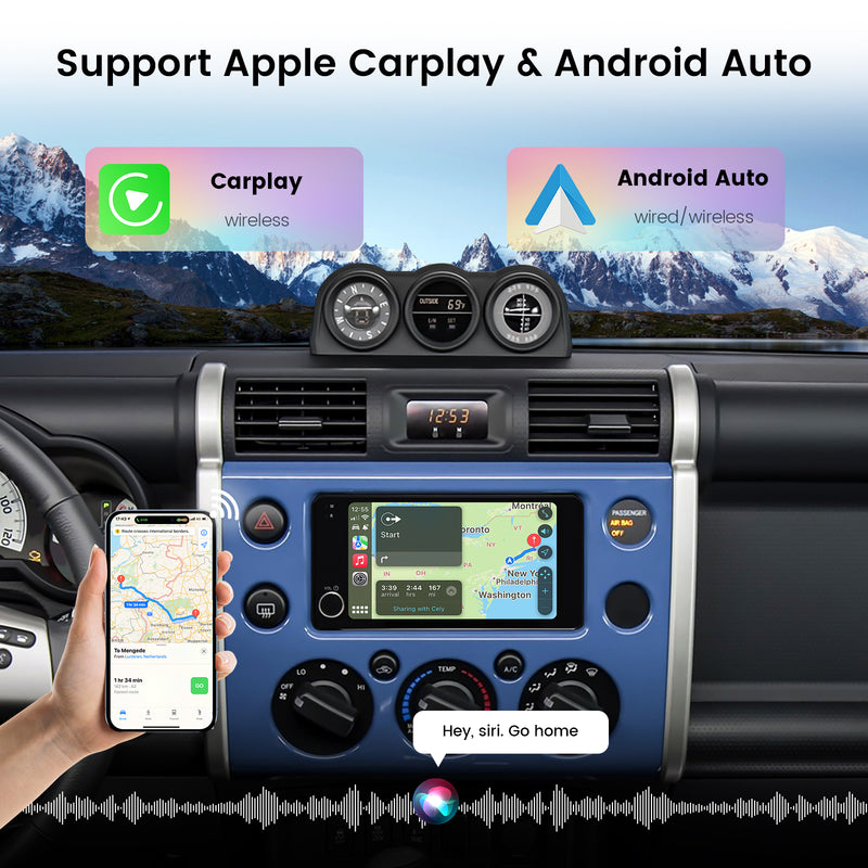 Dasaita Vivid13 Double Din Car Stereo for Highlander/4Runner 2001-2007/FJ Cruiser 2007-2024/RAV4 2001-2005, Wireless Carplay/Android Auto, 7" QLED Screen Head Unit, 5G WiFi/4G LTE, 8+256GB Radio