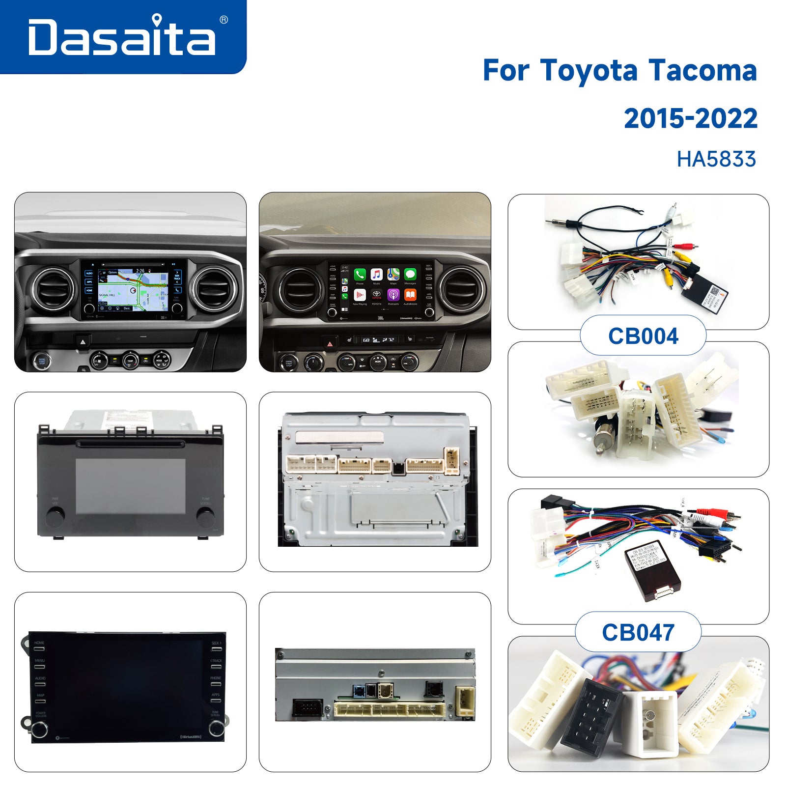 Dasaita Android 12 Car Stereo for Toyota Tacoma 2015-2022 Wireless Carplay  & Android Auto Car Radio | Qualcomm 665 | 10.2