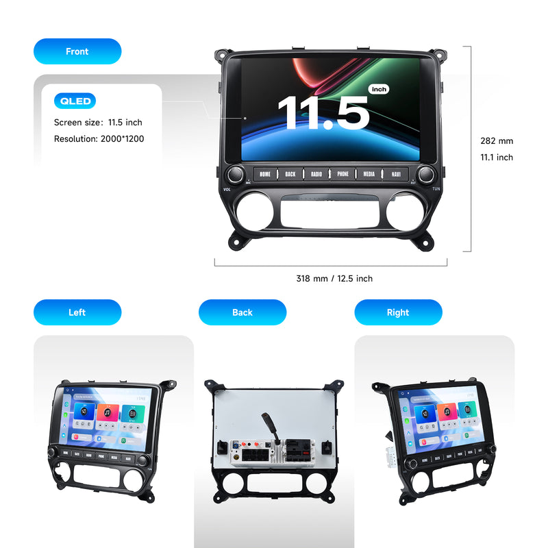 Dasaita Android13 Car Stereo for Chevrolet Silverado GMC Sierra 2014-2019 Wireless Carplay & Android Auto Car Radio | Qualcomm 665 | 11.5" 2K QLED Screen | Wifi+4G LTE |8G+256G | DTS|GPS Navigation Head Unit | Optical Output