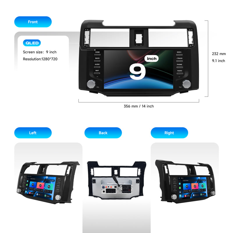 Dasaita Android 13 Car Stereo for Toyota 4Runner 2010-2023 Black Wireless Carplay & Android Auto Car Radio | Qualcomm 665 | 9" QLED Screen | Wifi+4G LTE |4G/8G+64G/256G | DTS Head Unit | Optical Output