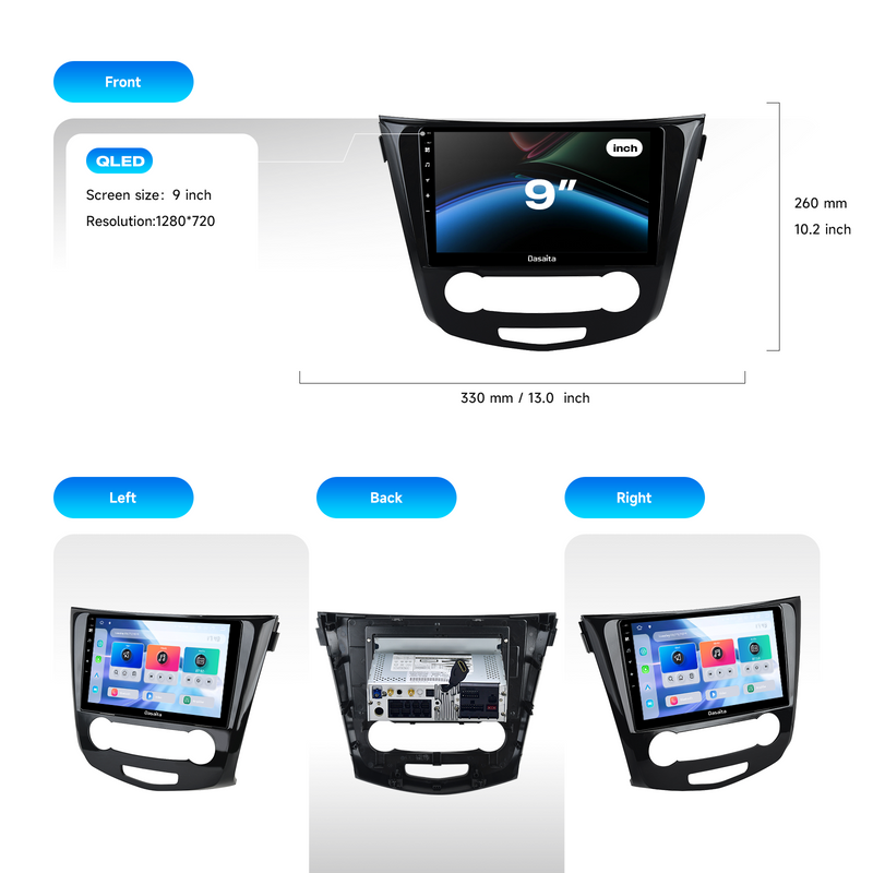 Dasaita Android 13 Car Stereo for Nissan Qashqai Rogue 2014-2020 Manual AC Wireless Carplay & Android Auto Car Radio | Qualcomm 665 | 10.2" QLED Screen | Wifi+4G LTE | 6G+64G|DTS Head Unit | Optical Output