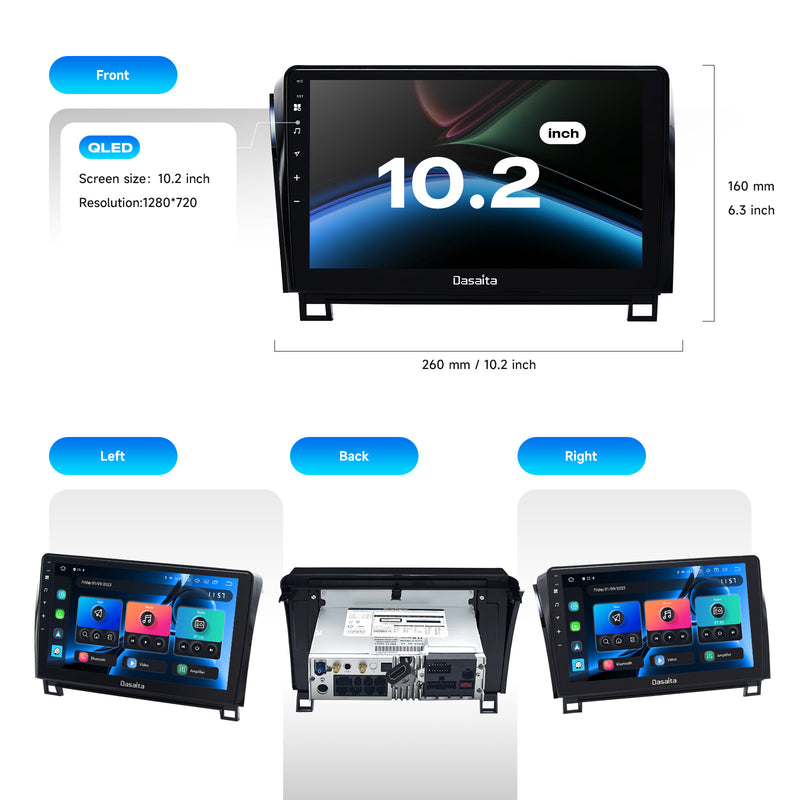 Dasaita Android13 Car Stereo for Toyota Tundra Sequoia 2007-2022 LHD Wireless Carplay & Android Auto Car Radio | Qualcomm 665 | 10.2" QLED Screen | Wifi+4G LTE | 6G+64G | DTS|GPS Navigation Head Unit | Optical Output