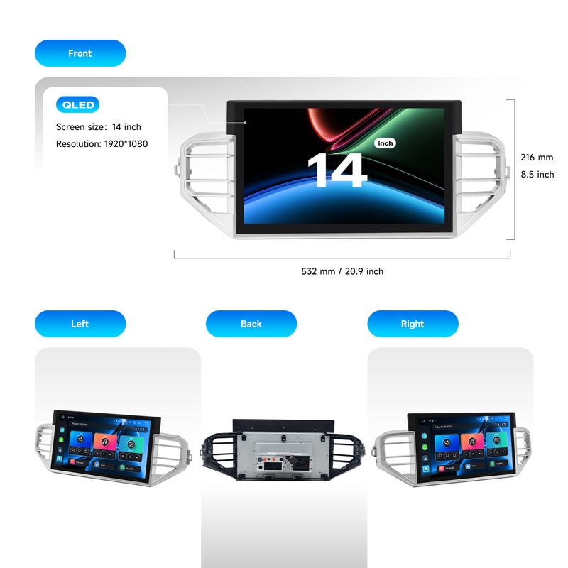 Dasaita Android13 Car Stereo for Toyota Tundra Sequoia 2022-2024 Wireless Carplay & Android Auto Car Radio | Qualcomm 665 | 14" 2K QLED Screen | Wifi+4G LTE |8G+256G | DTS|GPS Navigation Head Unit | Optical Output|With Rear Camera