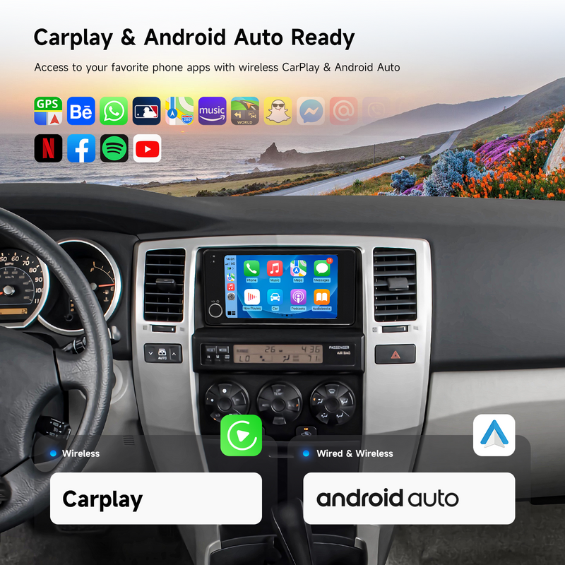 Dasaita Android 13 Car Stereo for Toyota Universal Wireless Carplay & Android Auto Car Radio|Qualcomm 665|7" QLED Screen|Wifi+4G LTE|6G/8G+64G/256G|SWC|GPS Navigation Head unit|DTS|Optical Output