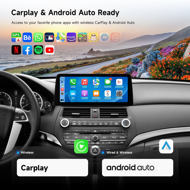 Dasaita Android13 Car Stereo for Honda Accord 8th 2008-2011 Wireless Carplay & Android Auto Car Radio | Qualcomm 665 | 12.3" 2K QLED Screen | Wifi+4G LTE | 6G+64G | DTS|GPS Navigation Head Unit | Optical Output