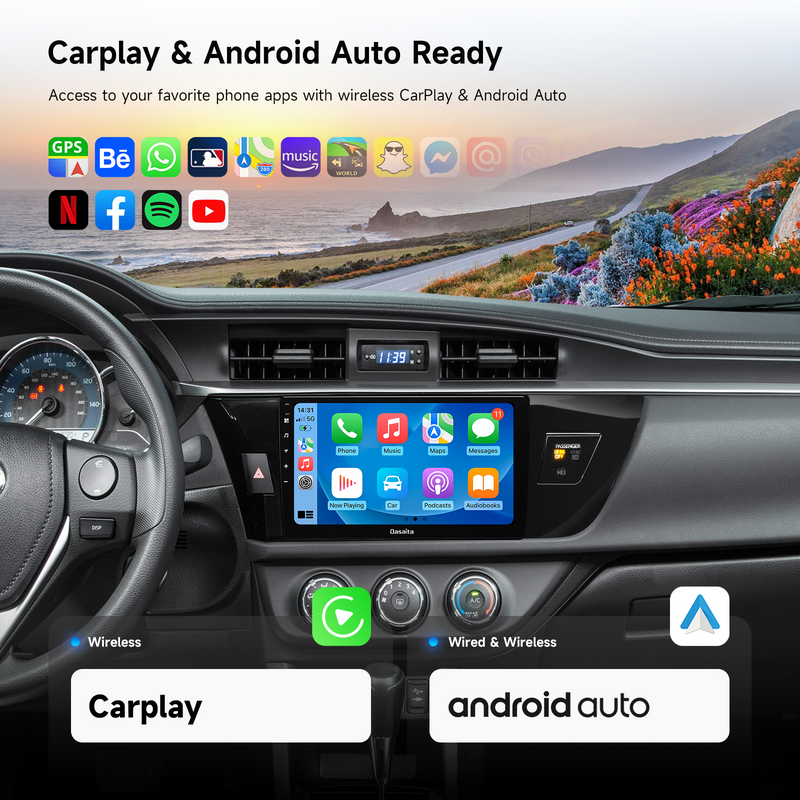 Dasaita Android13 Car Stereo for Toyota Corolla 2014-2016 LHD Wireless Carplay & Android Auto Car Radio | Qualcomm 665 | 10.2" QLED Screen | Wifi+4G LTE | 6G+64G | DTS|GPS Navigation Head Unit | Optical Output