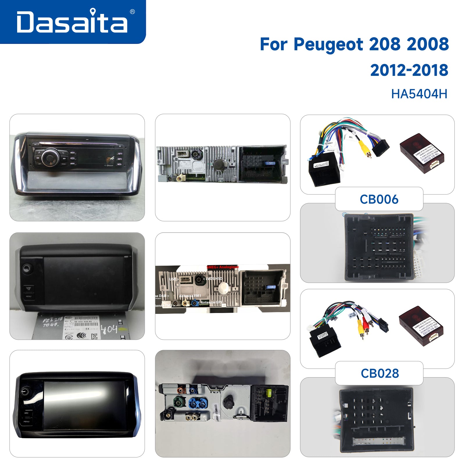 Dasaita Android12 Car Stereo for Peugeot 208 2008 2012-2018 Wireless C