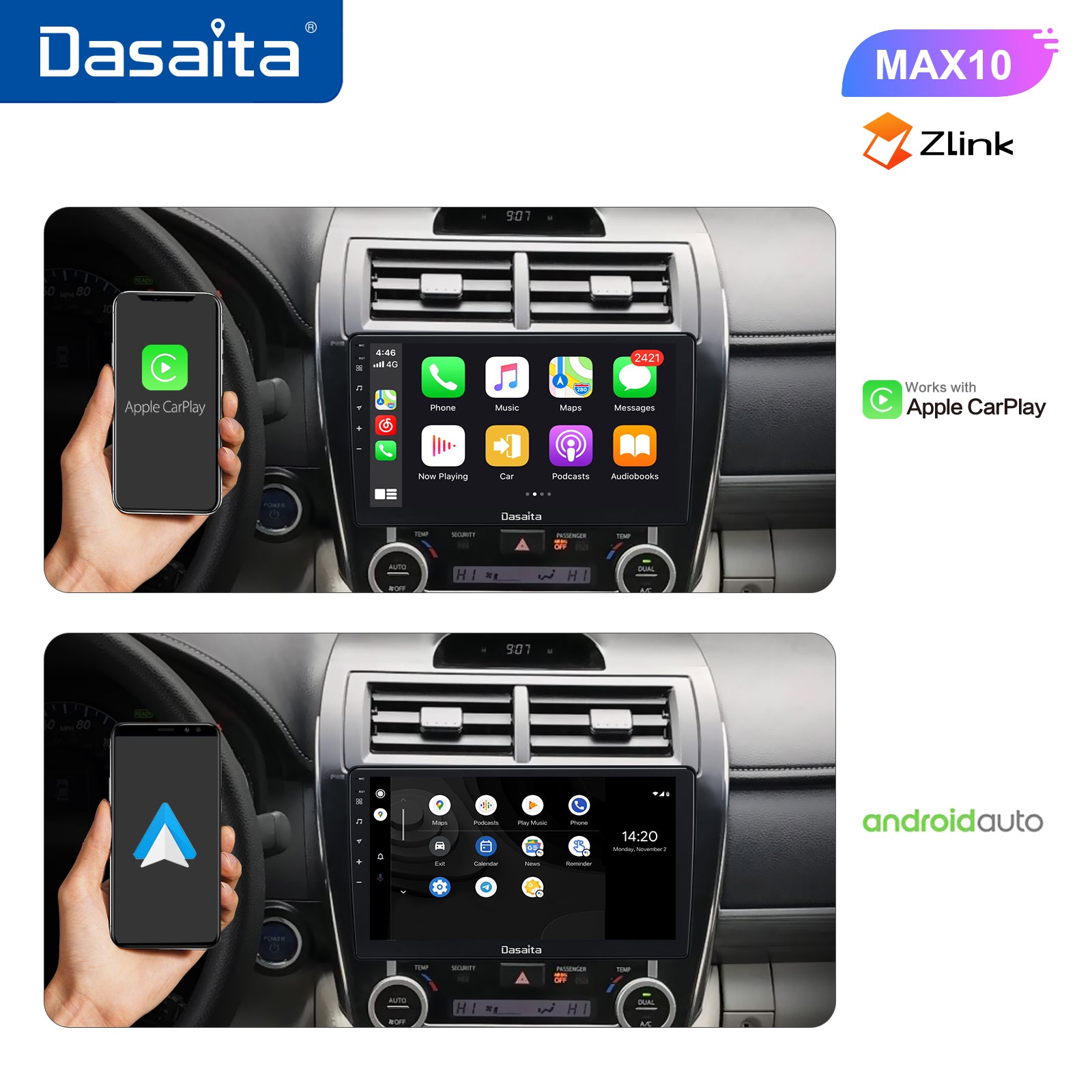 Dasaita MAX Toyota Camry 2012 2013 2014 Car Stereo 10.2 Inch Carplay  Android Auto PX6 4G+64G Android10 1280*720 DSP AHD Radio