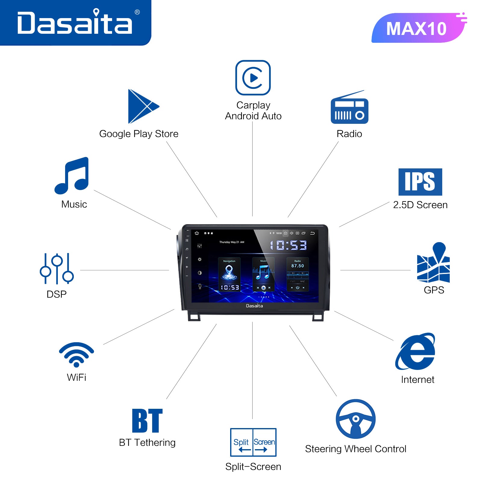 Dasaita MAX11 Toyota Tundra Sequoia LHD Car Stereo 10.2 Inch Carplay A