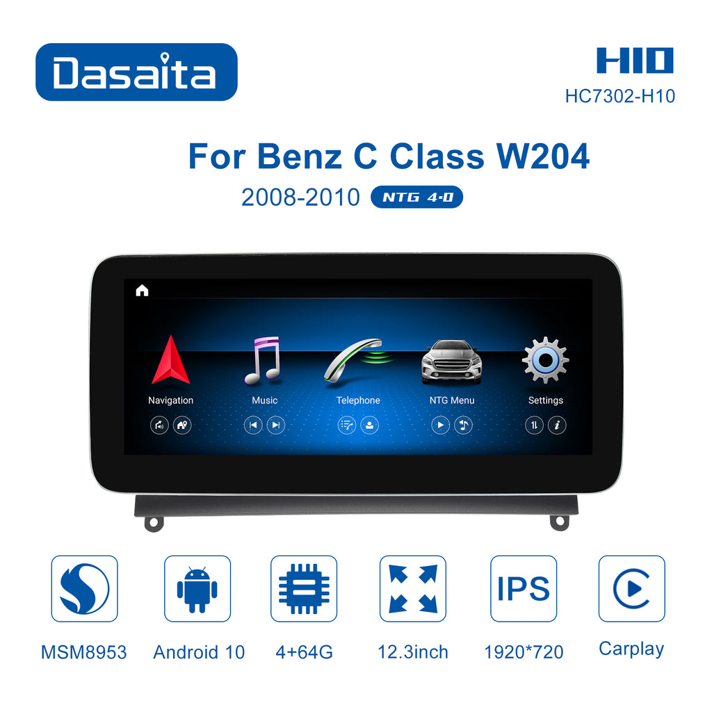 Autoradio GPS Mercedes Classe C W204 et S204 de 2010 à 2014 Android 12