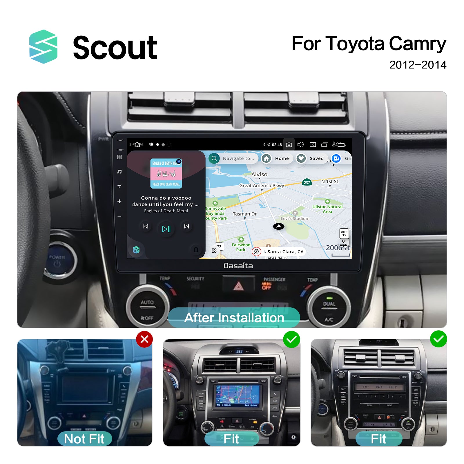 Dasaita Scout10 Toyota Camry 2012 2013 2014 Car Stereo 10.2 Inch Carplay  Android Auto PX6 4G+64G Android10 1280*720 DSP AHD Radio