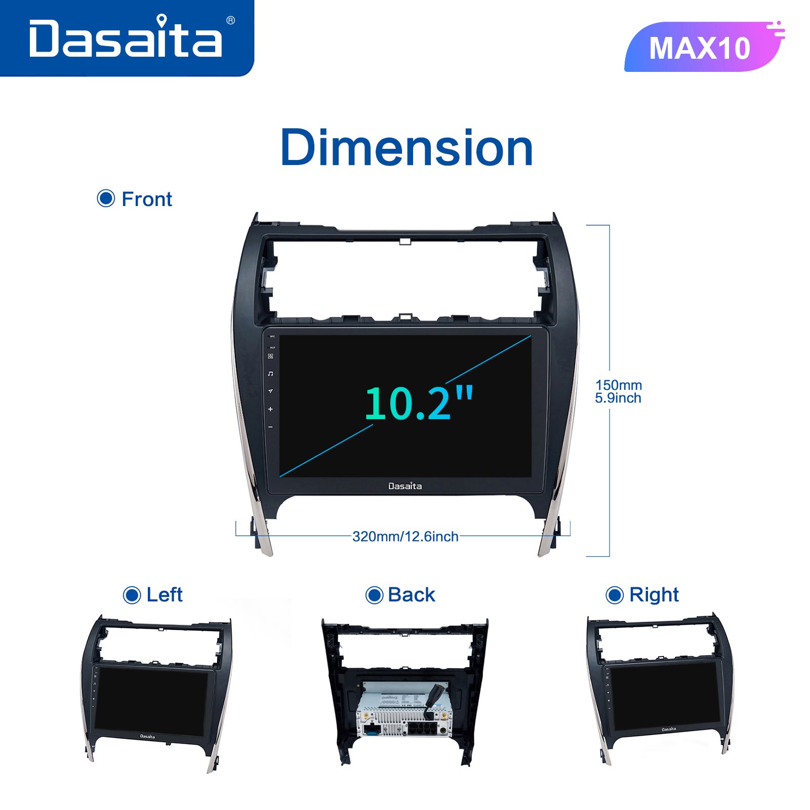 Dasaita MAX Toyota Camry 2012 2013 2014 Car Stereo 10.2 Inch Carplay A