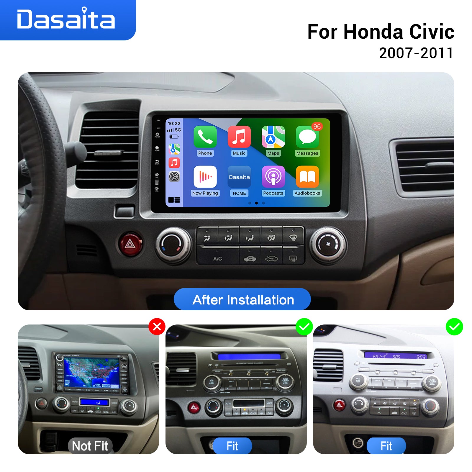 Dasaita Linux Honda Civic 2007 2008 2009 2010 2011 Car Stereo 9 Inch W