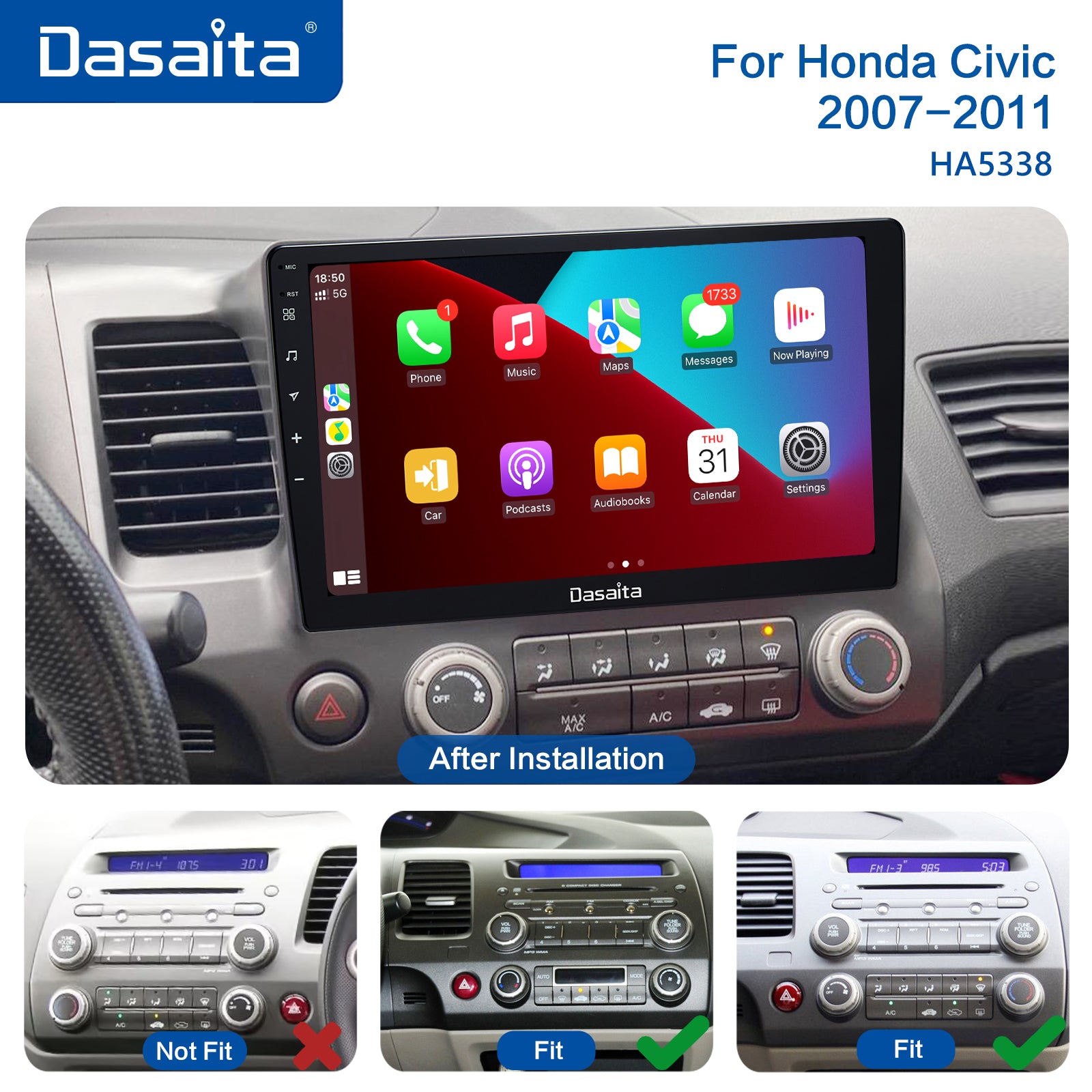 Dasaita MAX11 Honda Civic 2007 2008 2009 2010 2011 LHD Car Stereo 10.2