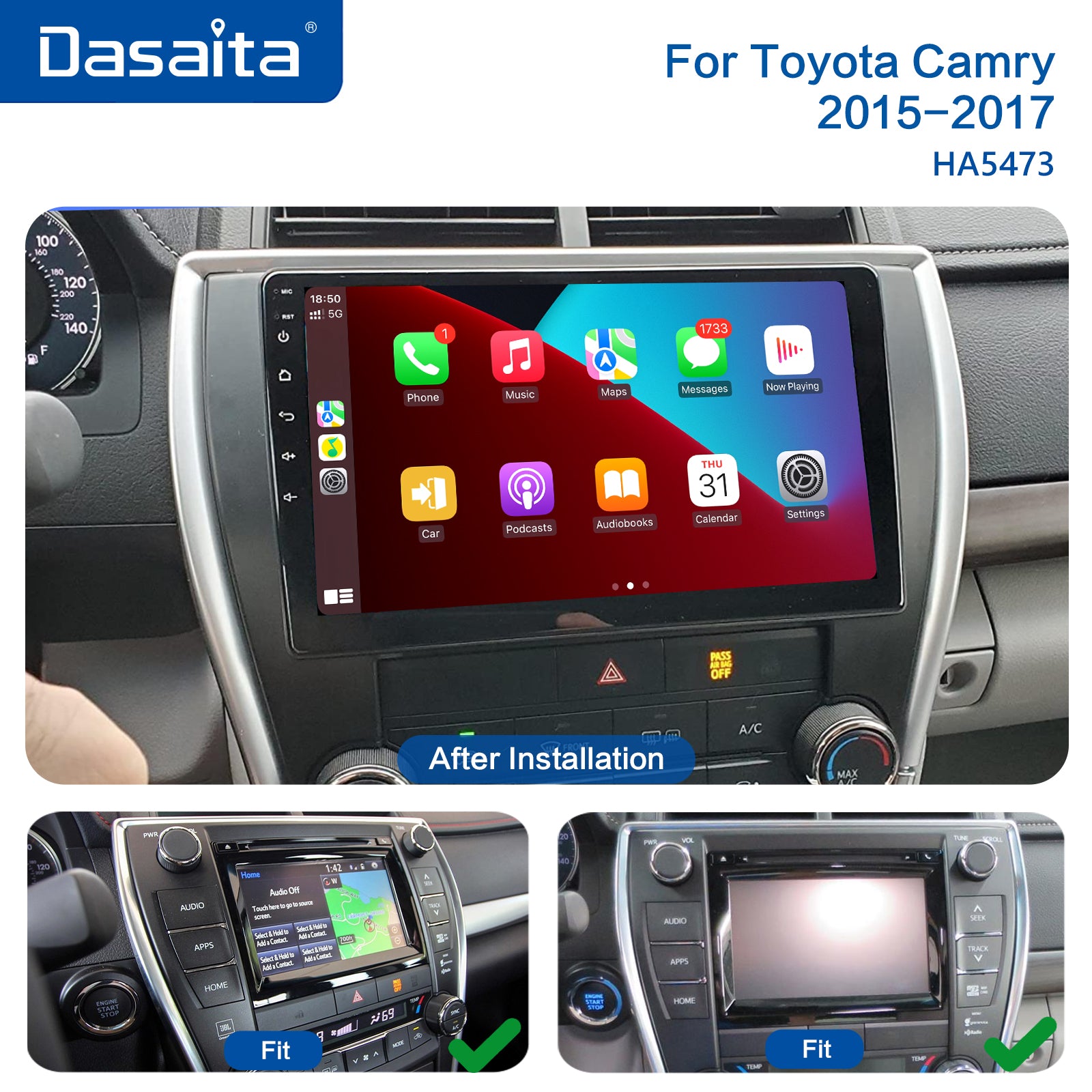 Dasaita Vivid11 Toyota Camry 2015 2016 2017 Car Stereo 10.2 Inch Carplay  Android Auto PX6 4G+64G Android11 1280*720 DSP AHD Radio